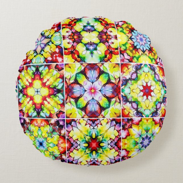 Medelhavsbrickor, Alcohol Bläck Tiles, Majolica Rund Kudde (Framsidan)