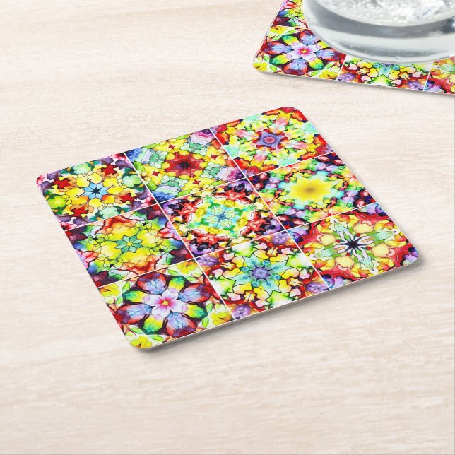 Medelhavsbrickor, Alcohol Bläck Tiles, Majolica Underlägg Papper Kvadrat (Vinklad)