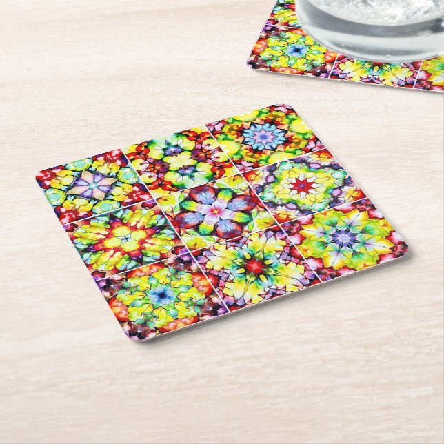 Medelhavsbrickor, Alcohol Bläck Tiles, Majolica Underlägg Papper Kvadrat (Vinklad)