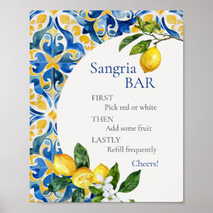 Medelhavsbrickor Lemon 25 Birthday Sangria Pub Poster