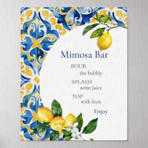 Medelhavsbrickor Lemon 25:e födelsedagen Mimosa Pu Poster