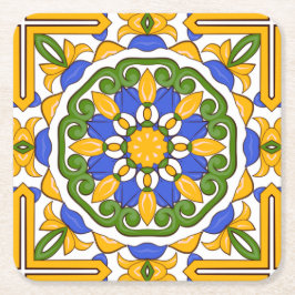 Medelhavsbrickor,majolica,sicilian,keramiskt platt underlägg papper kvadrat