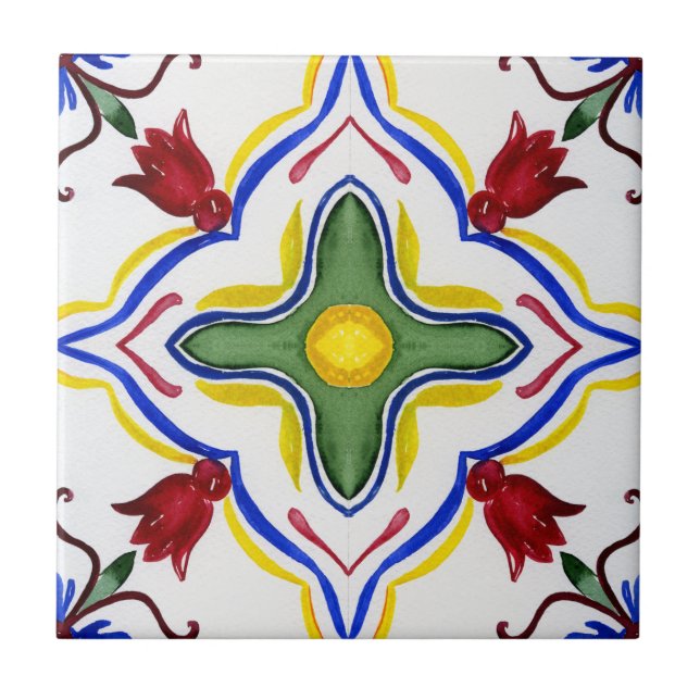 Medelhavsbrickor,majolica, Sicilian stil    Kakelplatta (Framsidan)