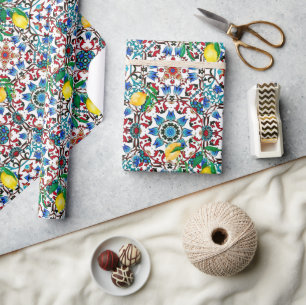 Medelhavsbrickor,mosaik,citron,sommarkonst Presentpapper