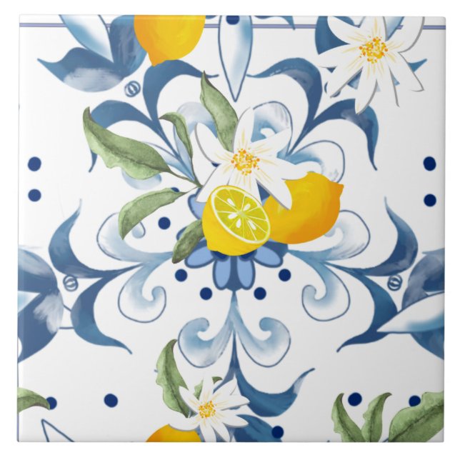 Medelhavsbrickor,sicilianska plattor,majolica  kakelplatta (Framsidan)