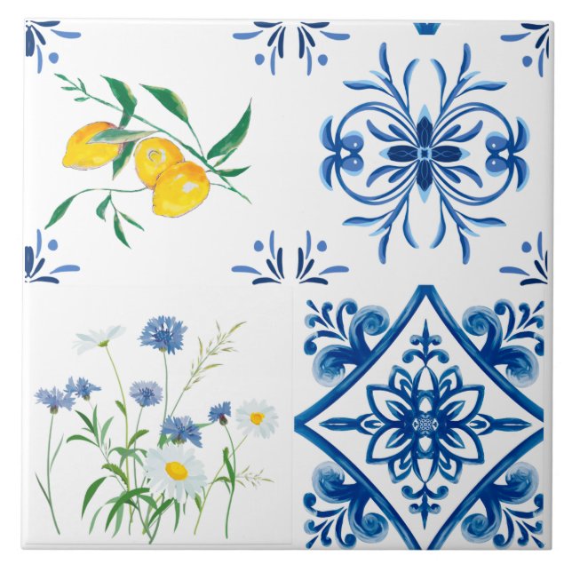 Medelhavsbrickor,sicilianska plattor,majolica  kakelplatta (Framsidan)