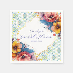 Medelhavsbröllopsdusch Blommig Elegant Pappersservett