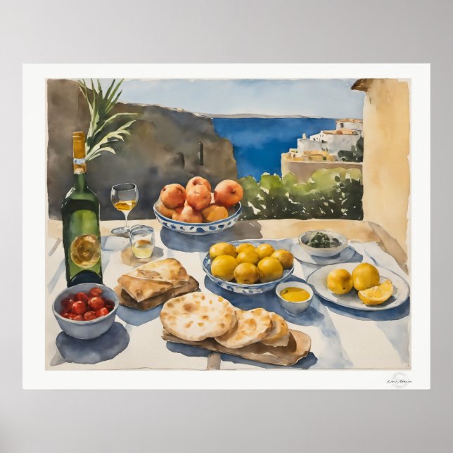 Medelhavsduksfest Canvas, Kustmatsal Poster (Framsidan)