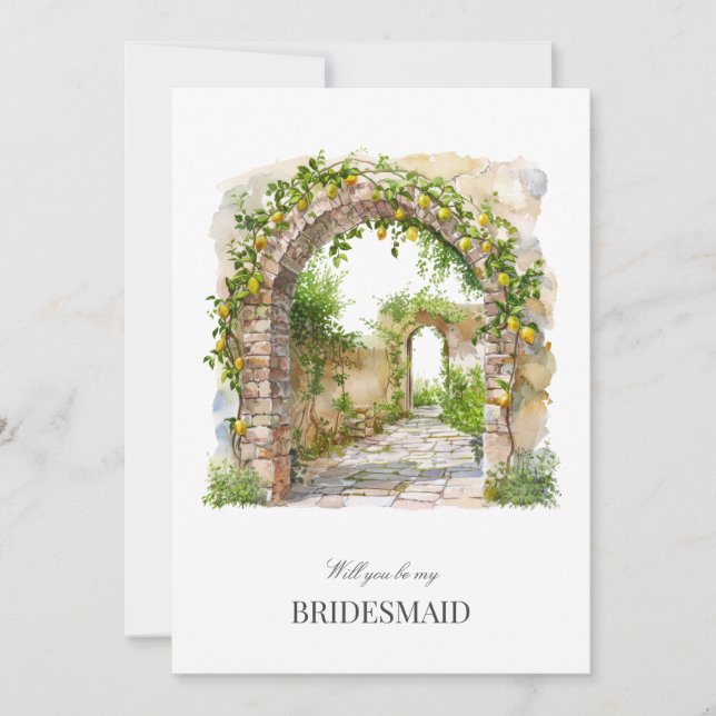Medelhavsfärgen Bridesmaid Frieri kort (Framsida)