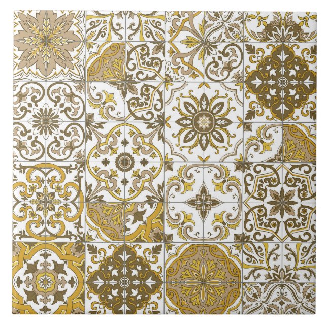 Medelhavsfärger/ Azulejo-kakel Kakelplatta (Framsidan)