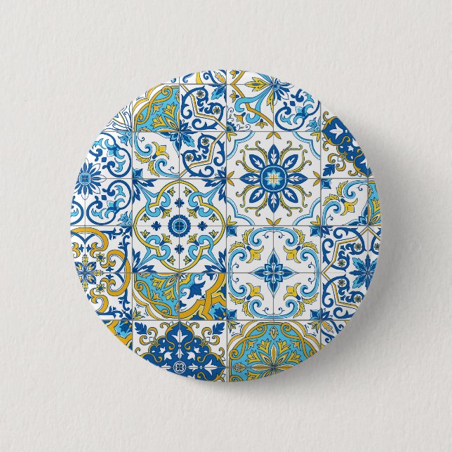 Medelhavsfärger/ Azulejo-kakel Knapp (Framsida)