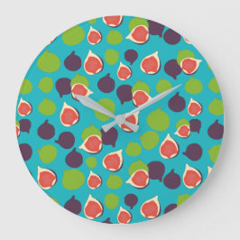 Medelhavsfig Sommar Fruit Mönster Stor Klocka