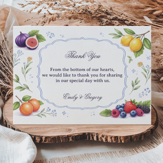 Medelhavsfrukt Blommig Appreciering Design Tack Kort (Skapare uppladdad)