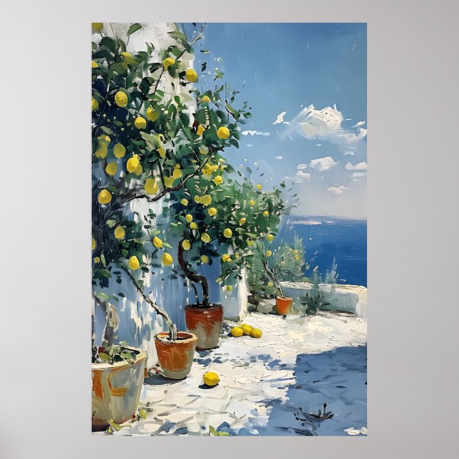 Medelhavsimpressionism med citroner poster (Framsidan)