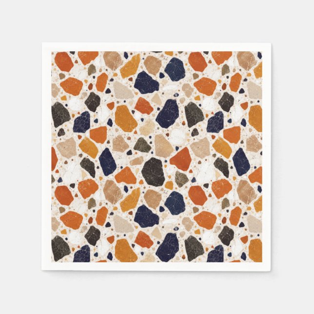 Medelhavsinspirerad abstrakt Terrazzo-design Pappersservett (Framsidan)