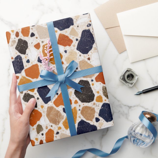 Medelhavsinspirerad abstrakt terrazzo-design presentpapper (Gifting)