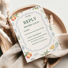 Medelhavsinspirerad citrus blomster responsdesign OSA kort