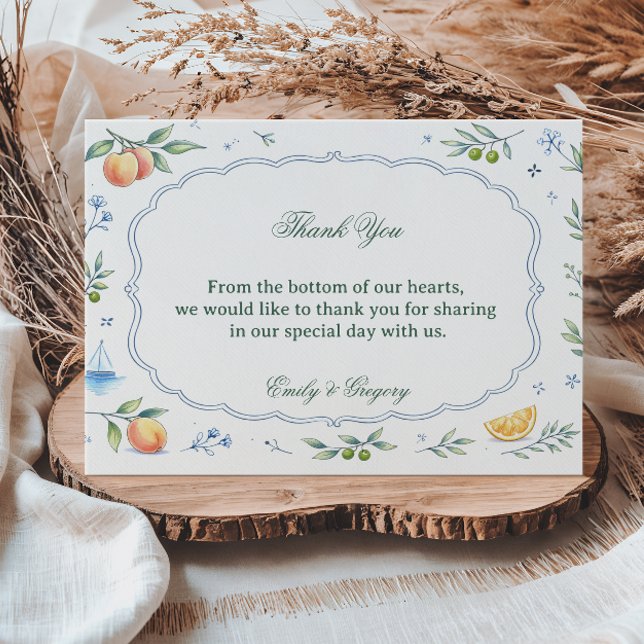 Medelhavsinspirerad citrus blomsterdesign tack kort (Skapare uppladdad)