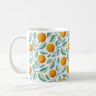 Medelhavsinspirerad orange & teal botanisk citrus kaffemugg
