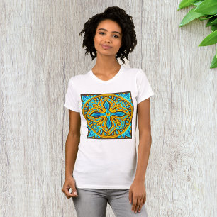 Medelhavsinspirerat marockanskt kakel mönster blåt t shirt