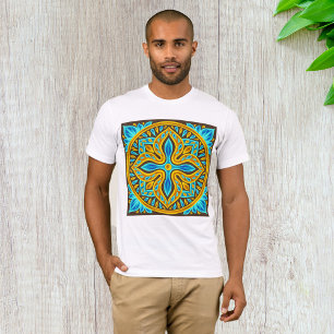 Medelhavsinspirerat marockanskt kakel mönster blåt t shirt