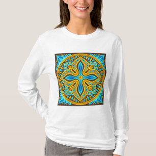 Medelhavsinspirerat marockanskt kakel mönster blåt t shirt