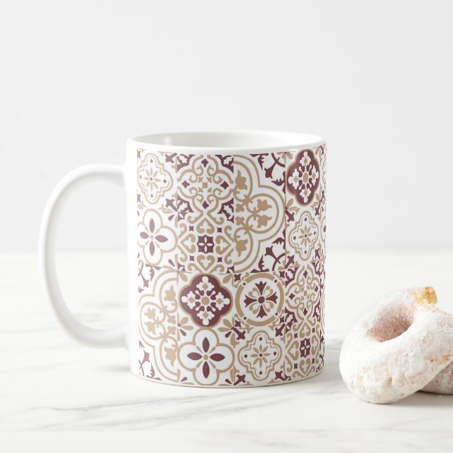 Medelhavsinspirerat marockanskt kakel mönster kaffemugg (Med munk)
