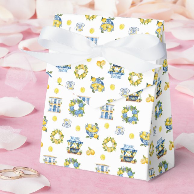 Medelhavsinspirerat sommarlemonmönster  presentaskar (Bröllop)