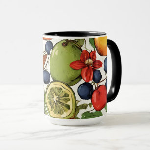 Medelhavskalkoner, citroner och blommor. Målade Mugg