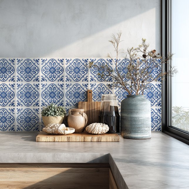 Medelhavskök Azulejo-mönstrad backsplash Kakelplatta (Skapare uppladdad)