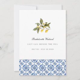 Medelhavskort för citronplattan Bachelorette Helg Inbjudningar