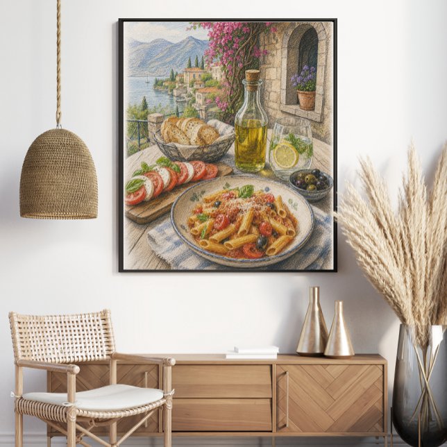 Medelhavskustens Pastafest Färgpenna Poster (Skapare uppladdad)