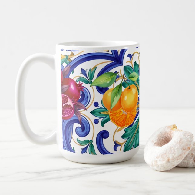 Medelhavsmoasik citronfrukt  kaffemugg (Med munk)