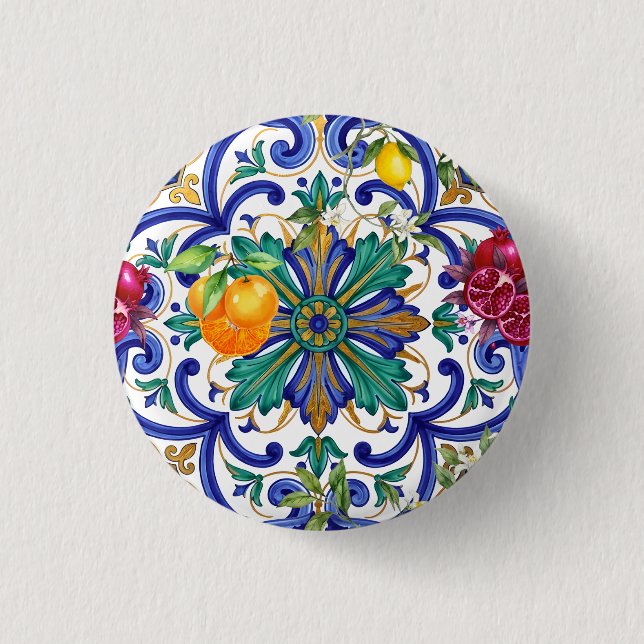 Medelhavsmoasik citronfrukt  knapp (Framsida)