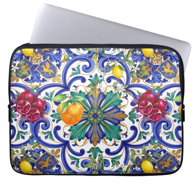Medelhavsmoasik citronfrukt  laptop fodral (Framsidan)