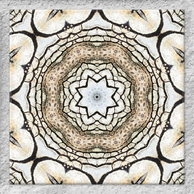 Medelhavsmosaik Inspired Ceramic Tile Kakelplatta (Ceramic tile featuring a geometric mosaic design based on original animal skin prints)