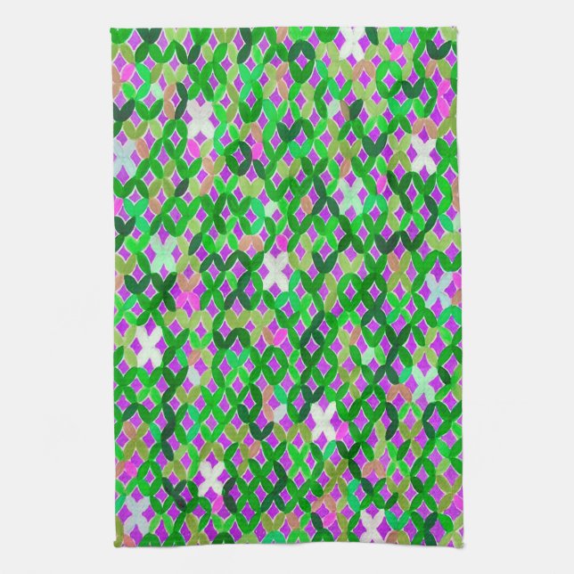 Medelhavsmosaiktorn med 4 kök kökshandduk (Vertikal)