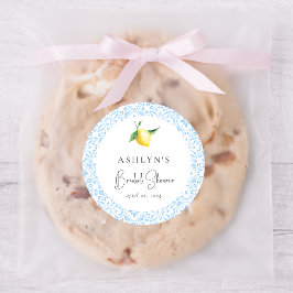 Medelhavsplattor Citron Bröllopsdusch-dekaler Runt Klistermärke