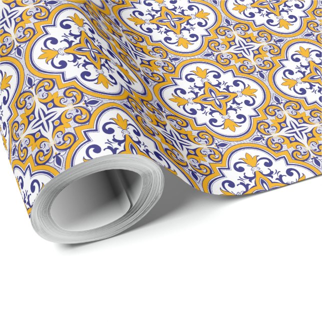 Medelhavsplattor Elegant Boho Presentpapper (Rulle Hörn)