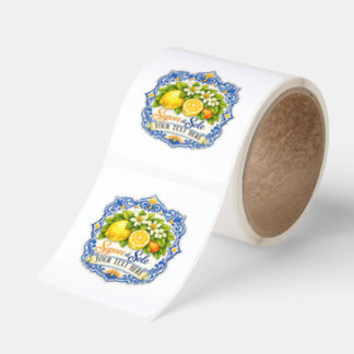 Medelhavsplattor Lemon – Akvarellkonst med namn Fyrkantigt Klistermärke