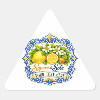 Medelhavsplattor Lemon – Akvarellkonst med namn Triangelformat Klistermärke