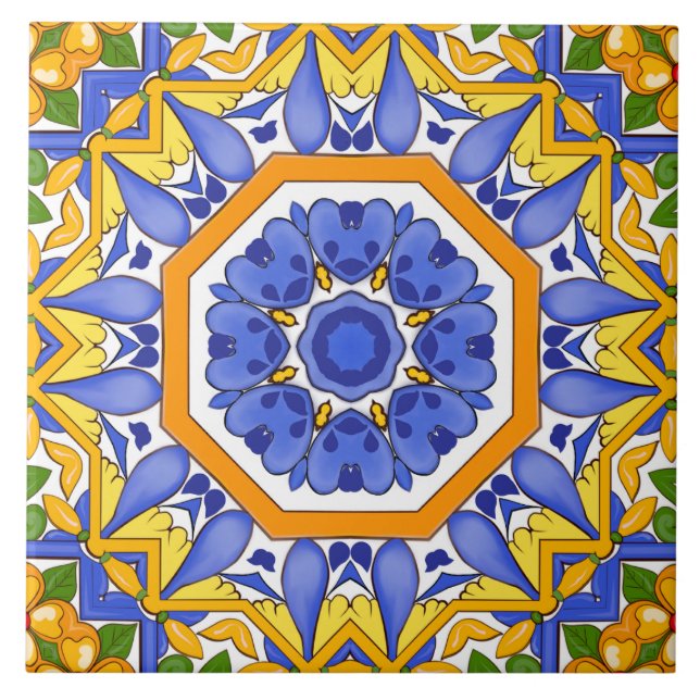 Medelhavsplattor,majolica,sicilianska, Kakelplatta (Framsidan)