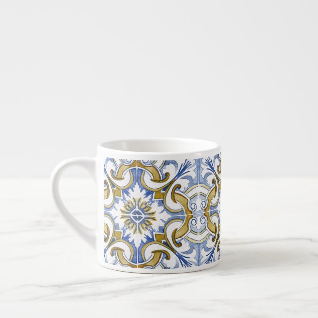 Medelhavsplattor, majolica,Sicilien stil     Espressomugg (Vänster)