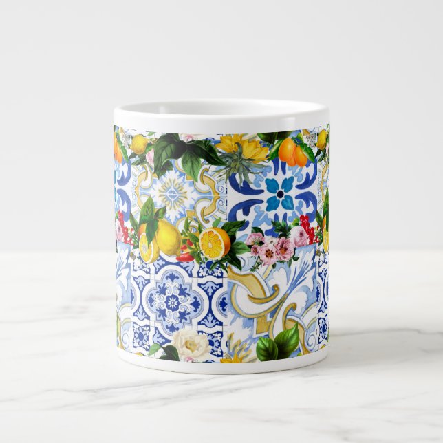 Medelhavsplattor, majolica,Sicilien stil     Jumbo Mugg (Framsidan)