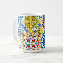Medelhavsplattor, majolica,Sicilien stil Kaffemugg