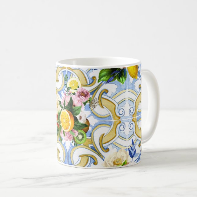 Medelhavsplattor, majolica,Sicilien stil    Kaffemugg (Framsida höger)