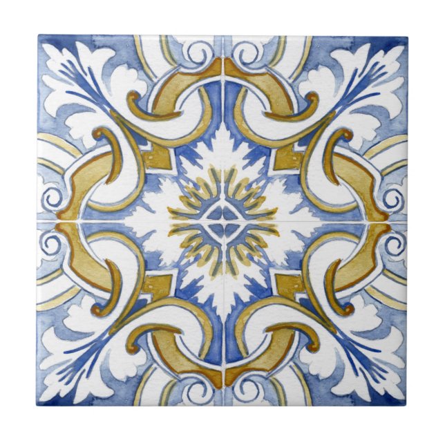 Medelhavsplattor, majolica,Sicilien stil    Kakelplatta (Framsidan)