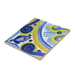 Medelhavsplattor, majolica,Sicilien stil  Kakelplatta