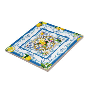 Medelhavsplattor, majolica,Sicilien stil     Kakelplatta