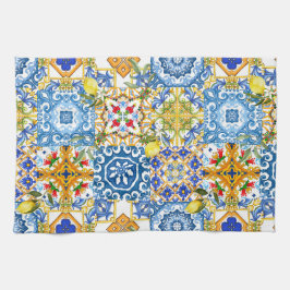Medelhavsplattor, majolica,Sicilien stil Kökshandduk